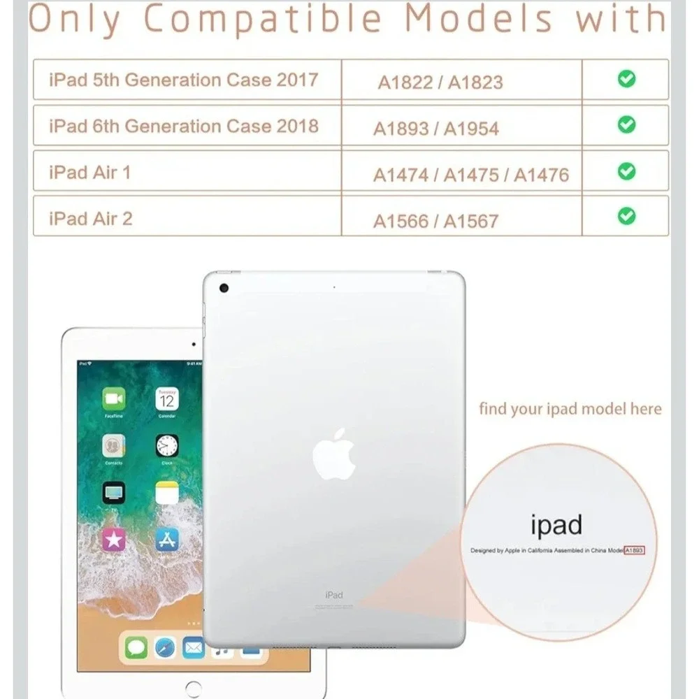 Case for iPad 6th/5th Generation (2018/2017) 9.7 Inch, for iPad Air 2/Air 1 Gen,